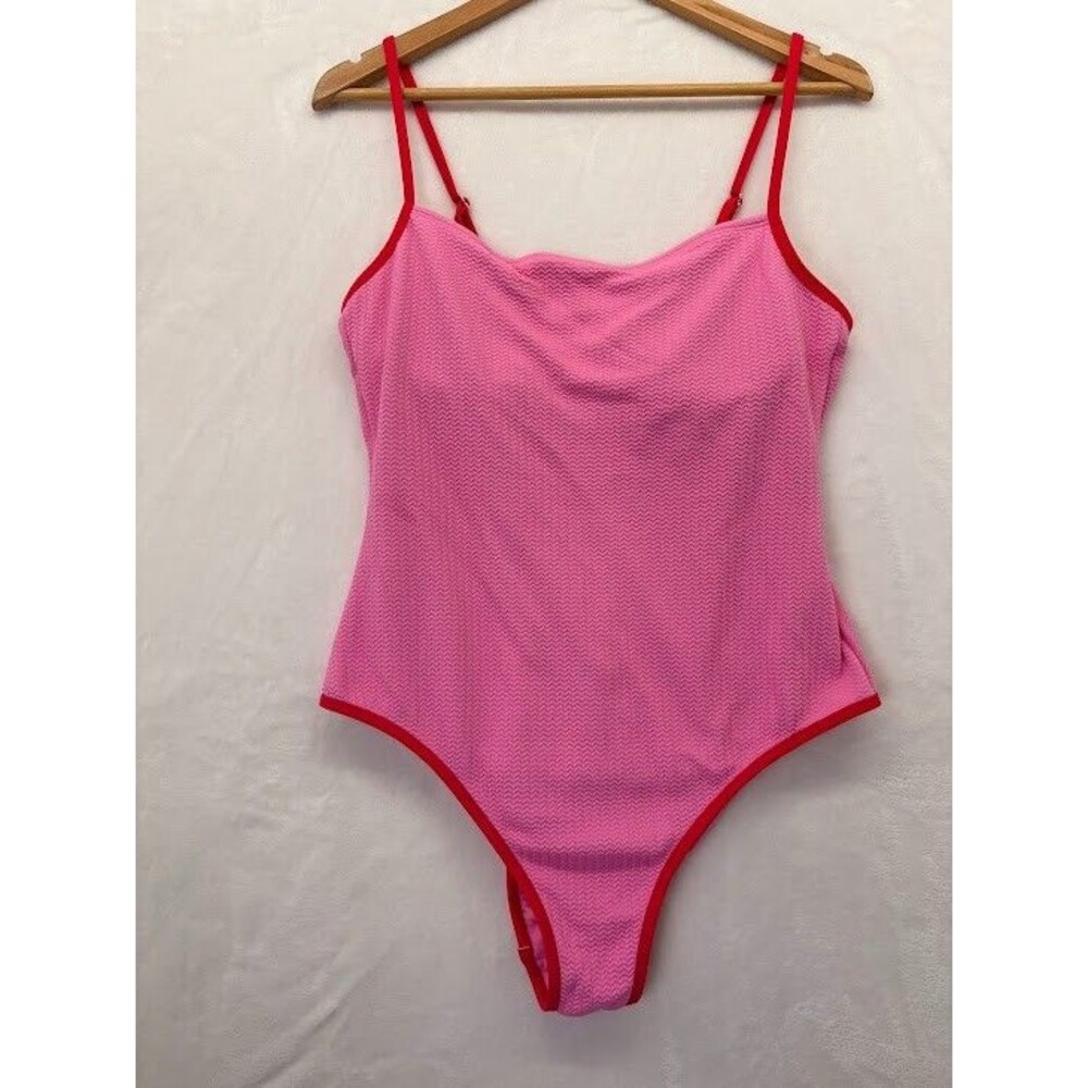Women's Wild Fable Pink Bathing Suit‎ Size XL Pink/ Red Trim, Textured